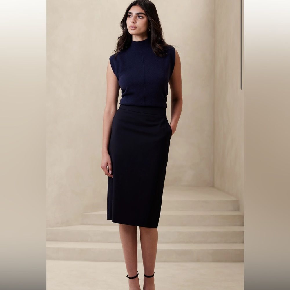 Banana Republic Navy Midi Pencil Skirt